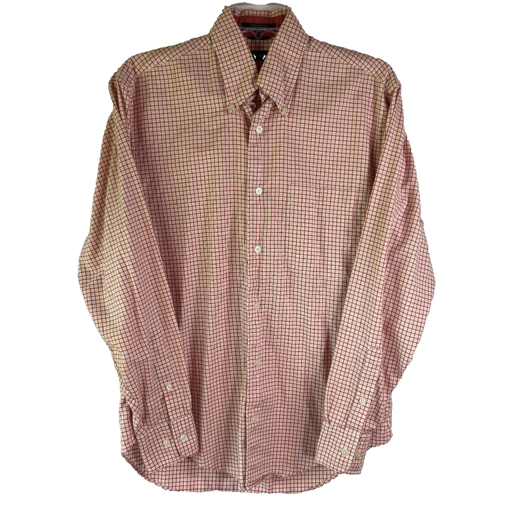 Nautica Long Sleeve Orange Plaid Shirt Men's Size S Y2K